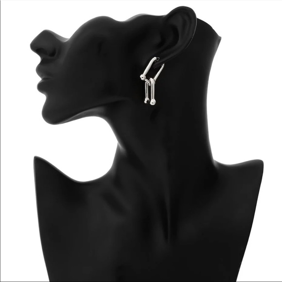 NEW 925 STERLING SILVER LOCK CLIP PUNK EARRINGS - Picture 3 of 6